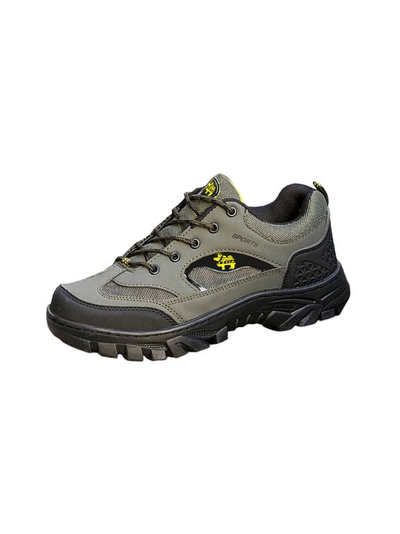 Army Green Men'S Fashionable Hiking Shoes Casual Outdoor Round Toe Plus Size For Spring Summer Comfortable Non Slip Breathable Trail Walking Footwear