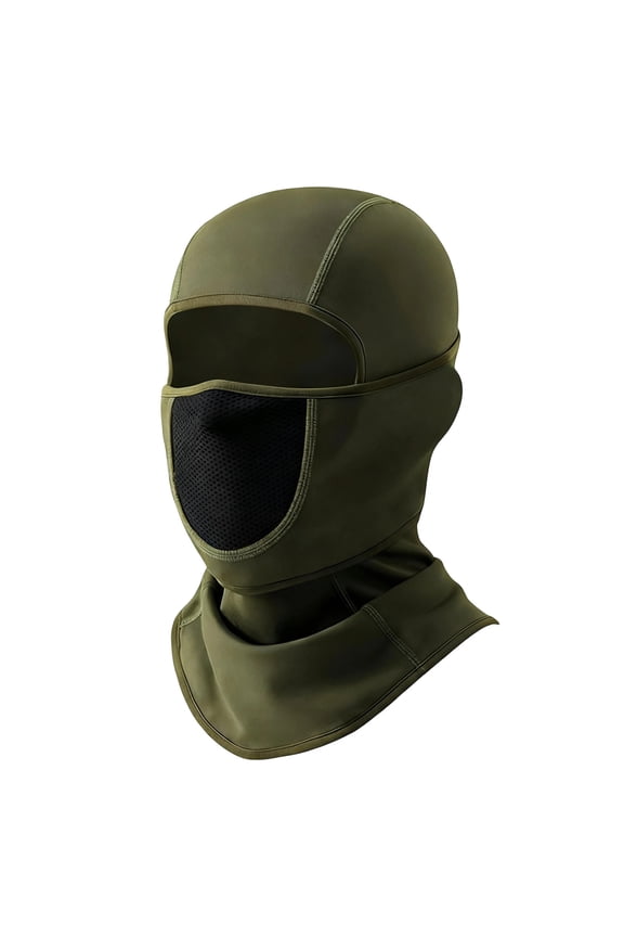 Army Green Men'S Outdoor Warm Sports Skiing Head Cover With Neck Protection For Cold Weather Windproof Thermal Wear And Winter Activities And Sports Use Free Size