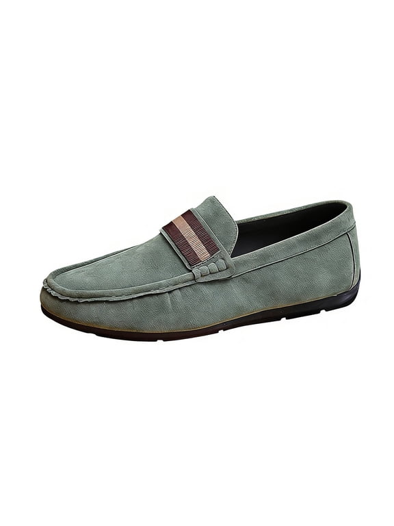 Army Green Men'S Spring Summer Loafers Featuring Round Toe For Casual Comfortable Wear