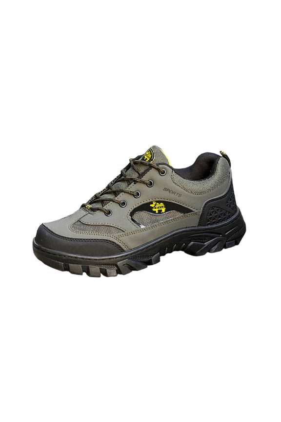 Army Green Men'S Trail Shoes Casual Hiking Outdoor Round Toe Plus Size Spring Summer Fashionable Comfortable Non Slip Breathable Walking Footwear