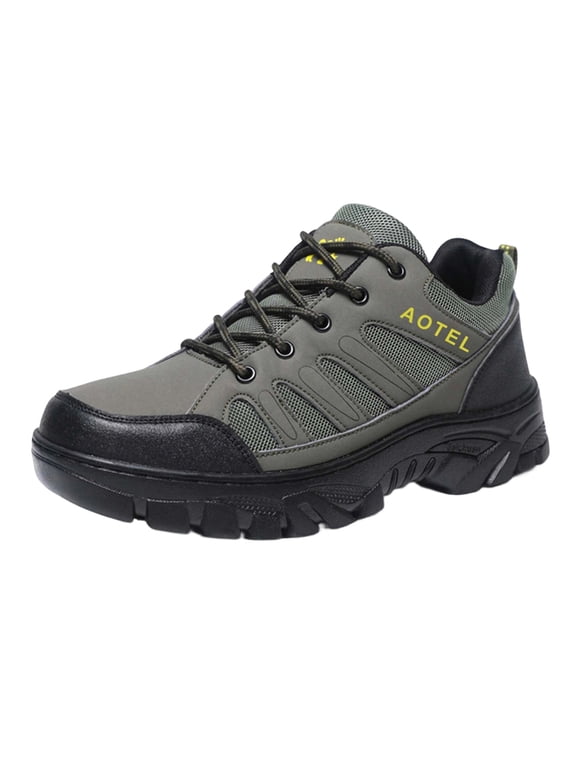 Army Green Mens Fashionable Casual Versatile Lace Up Workwear Outdoor Sports Round Toe Plus Size Spring Summer Work Safety Comfort Hiking Footwear