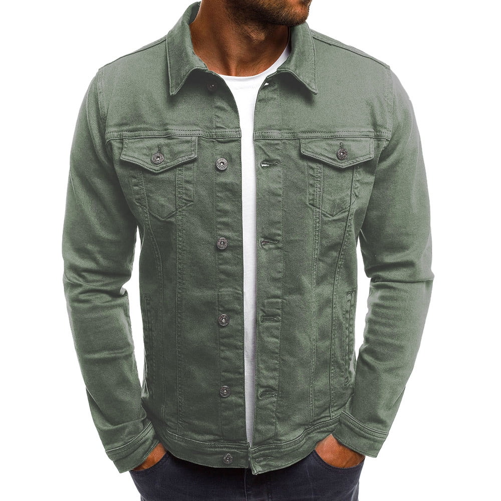 Army Green Mens Shirts Men'S Autumn Winter Button Solid Color Vintage ...