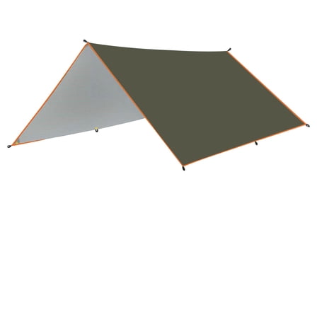 Army Green Outdoor Camping Tarp With Silver Coating Sun Protection Rainproof Uv Blocking Lightweight Portable Sun Shade For Garden Beach Picnic 6.6X9.8Ft