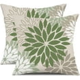 thumbnail image 1 of Army Green Pillow Covers 18x18 Inch Set of 2 Flower White Gray Elegant Colored Throw Pillows Outdoor Waterproof Decor for Patio Funiture Garden Living Room Sofa Polyester Pillow Covers 002G, 1 of 6