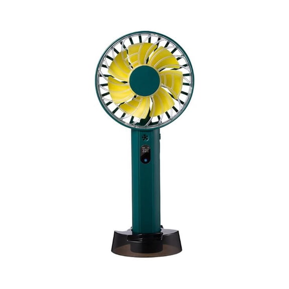 Army Green Portable Usb Digital Display Negative Ion Handheld Fan Temperature Display 3 Wind Levels 2000Mah Rechargeable Quiet Operation Lightweight For Travel Home