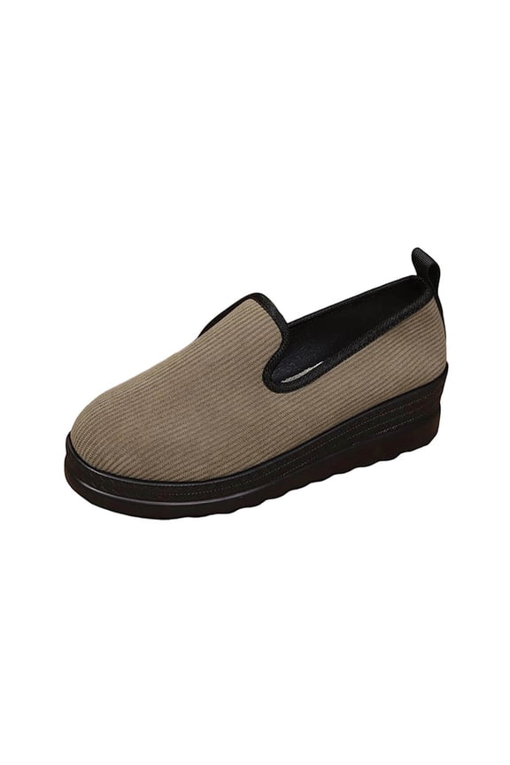 Army Green Round Toe Loafers For Women With Flat Thick Sole One-Foot Design Casual And Winter Versatile Wear