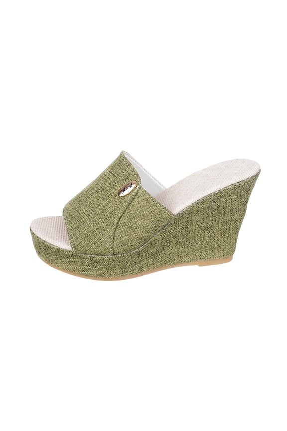 Army Green Sandals Slippers Women Casual Peep Toe Wedge Beach Summer Outdoor Shoes Platform 3.82 Inch Heel Comfortable 1Pc Size Eu36 0.97 Lb