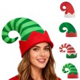 thumbnail image 1 of Army Green Striped Elf Beanie Hat for Adults One Size - Christmas Hats Adults and Funny Christmas Hats for Holiday Parties and Indoor Decor, 1 of 3