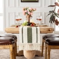 thumbnail image 1 of Army Green Table Runner 72 inches Long Boho Macrame Table Runner for Home Decor, Farmhouse Table Runners with Tassels for Party Bohemian Rustic Bridal Shower Dining Decor 12x72 inches, 1 of 7