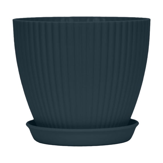 Army Green Thick Plastic Planter with Tray, Resin Weather Resistant Fade Proof, Drainage Hole Breathable, Design, Indoor Balcony Garden Universal