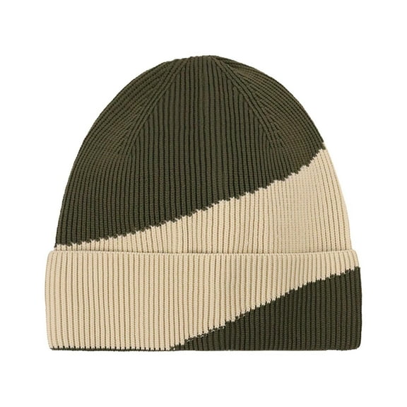 Army Green Unisex Men And Women Winter Fashion Large Head Circumference Color Matching Knitted Hat For Outdoor Activities