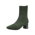 thumbnail image 1 of Army Green Women'S Chic Warm Knitted Elastic Boots Featuring Pointed Toe And Heel For Outdoor Activities, 1 of 7
