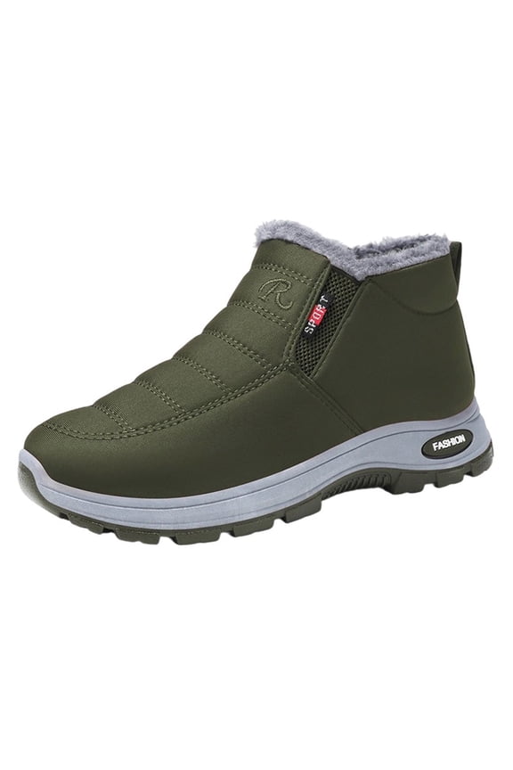 Army Green Women'S Cozy Booties Feature A Faux Fur Interior Slip-On Design For Keeping Feet Snug In Cold Weather