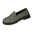 thumbnail image 1 of Army Green Women'S Loafers Fashion Flat Shoes Chunky Heel Platform Round Toe Suede Casual Comfortable Fall Winter Shoes For Women Outdoor Size 39, 1 of 9