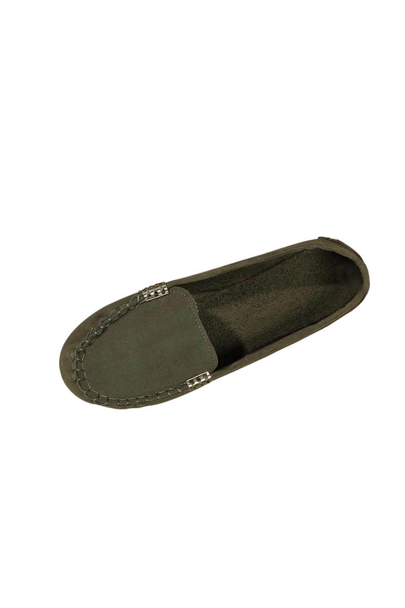 Army Green Women'S Slippers Low Cut Round Toe Slip On Flat Comfortable Footwear Suitable For Working Walking Indoor Outdoor Daily Casual Long Time Wearing