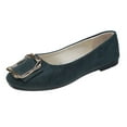 thumbnail image 1 of Army Green Womens Flats Square Buckle Detail Soft Fabric Quilted Insole Comfortable Casual Slip On Shoes Lightweight Everyday Walking Work Footwear, 1 of 5