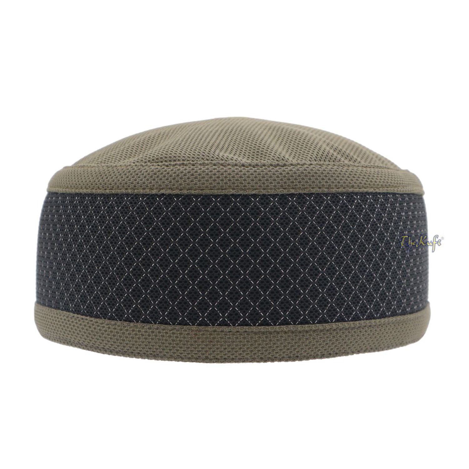 Army Green and Black Madun Vented Top Pliable Two-color Round Kufi Hat ...