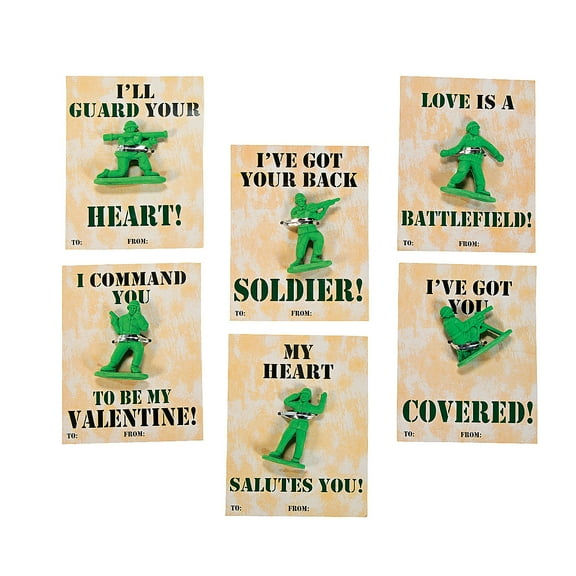 Army Guy Cards With Erasers - Stationery - 24 Pieces