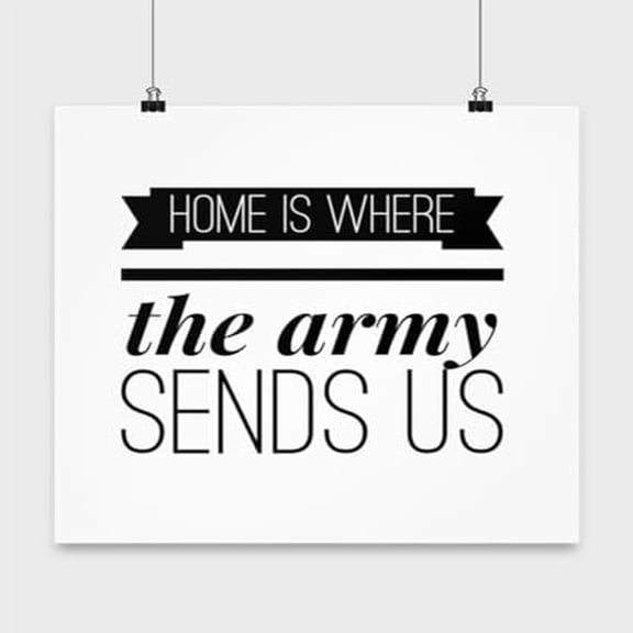 Army Home Is Where They Send Us - Military Lovers - 13x13 Poster Print - Wall Decor