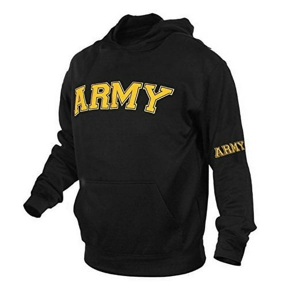 Army Hooded Pullover Embroidered Sweatshirt, Black Hoodie, L
