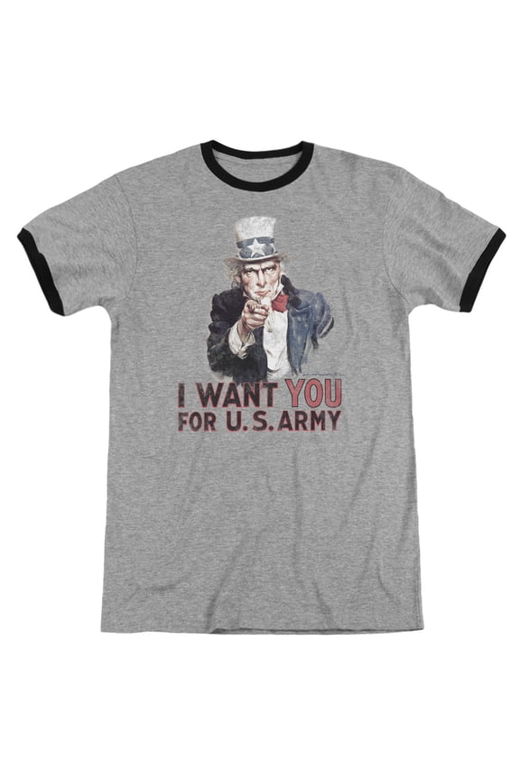 Army I Want You Adult Ringer Heather Black