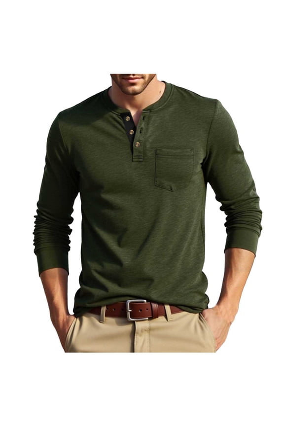 Army Lime Green Casual Button T Shirt for Man Summer Fall Long Sleeve Crewneck Henley Medieval Renaissance Peasant Ethnic Plain Steampunk Tee Shirt Tops Mens 2026 M