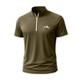 thumbnail image 1 of Army Lime Green Mens Short Sleeve Tops Blouses for Mens Collared Neck Spandex Track Athletic Jogger Quick Dry Plain Summer Fall Shirts Zip Up 2026 Clothing Fashion XXL, 1 of 5