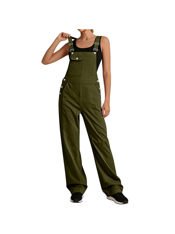 Army Lime Green Overalls for Ladies Summer Fall Wild Cargo Lounge Overall Flare Bell Bottom Straight Leg Plain Long Boot Cut Leg Coveralls Pants One Piece Womens 2026 S