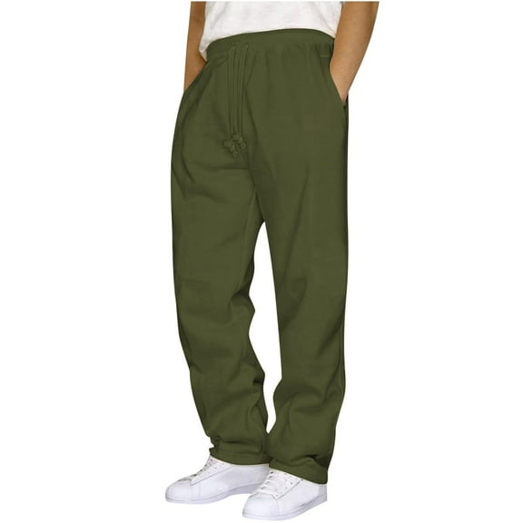 Army Lime Green Pants for Man Fall Summer Loose Fit Cargo Sport Athletic Brunch Jogger Tie Knot Bandage Straight Leg Basic Long Cuff Leg Pants Sweat Pants Man 2025 Clothing M