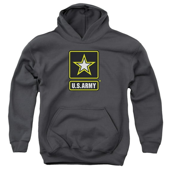 Army Logo Youth Pullover Hoodie Sweatshirt Charcoal