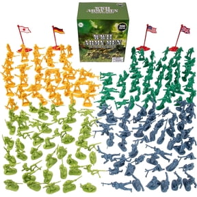 Army Men Action Figures - soldiers of WWII- Big Bucket of Army Soldiers - Over 200 Piece Set
