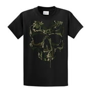 Army Military Camoflauge Skull T-shirt Skeleton Special Operations War Skeleton Armed Militia Tee Shirt -Black-Small