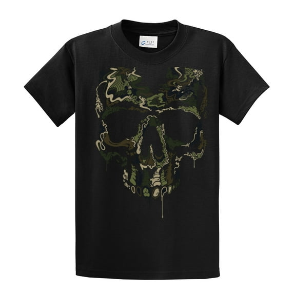 Army Military Camoflauge Skull T-shirt Skeleton Special Operations War Skeleton Armed Militia Tee Shirt -Black-XXXL