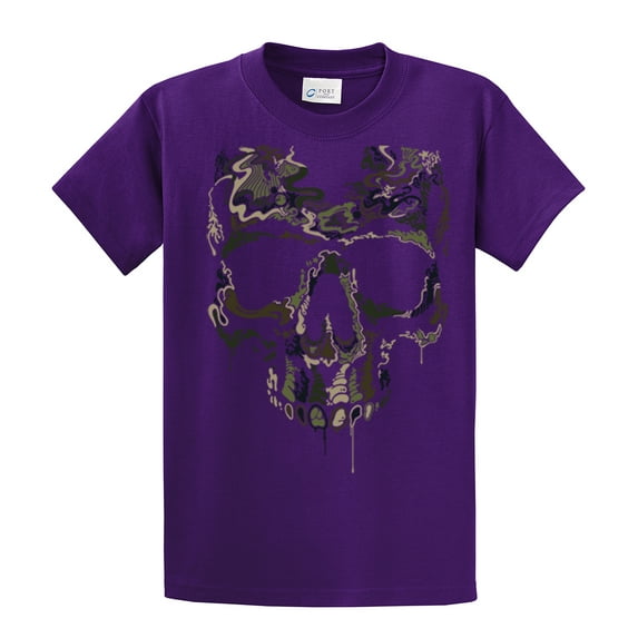 Army Military Camoflauge Skull T-shirt Skeleton Special Operations War Skeleton Armed Militia Tee Shirt -Purple-Medium