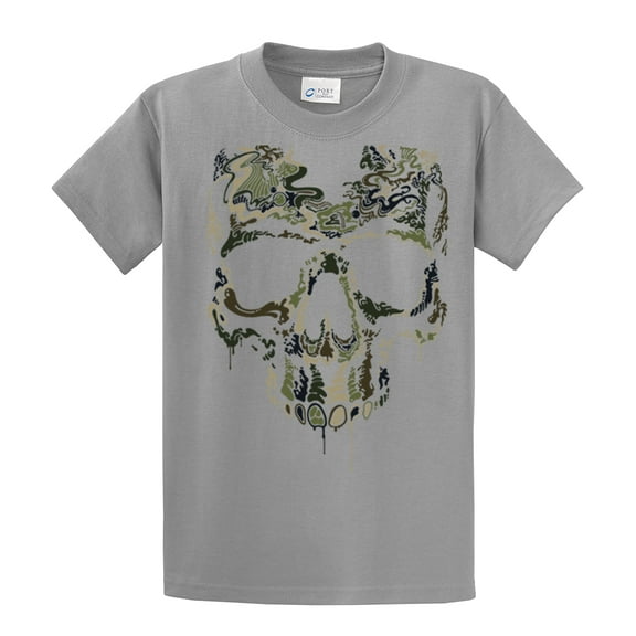 Army Military Camoflauge Skull T-shirt Skeleton Special Operations War Skeleton Armed Militia Tee Shirt -Sportsgray-Small