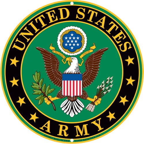 Army Military Logo Aluminum Metal Sign - US Service Branch Home Wall Decor
