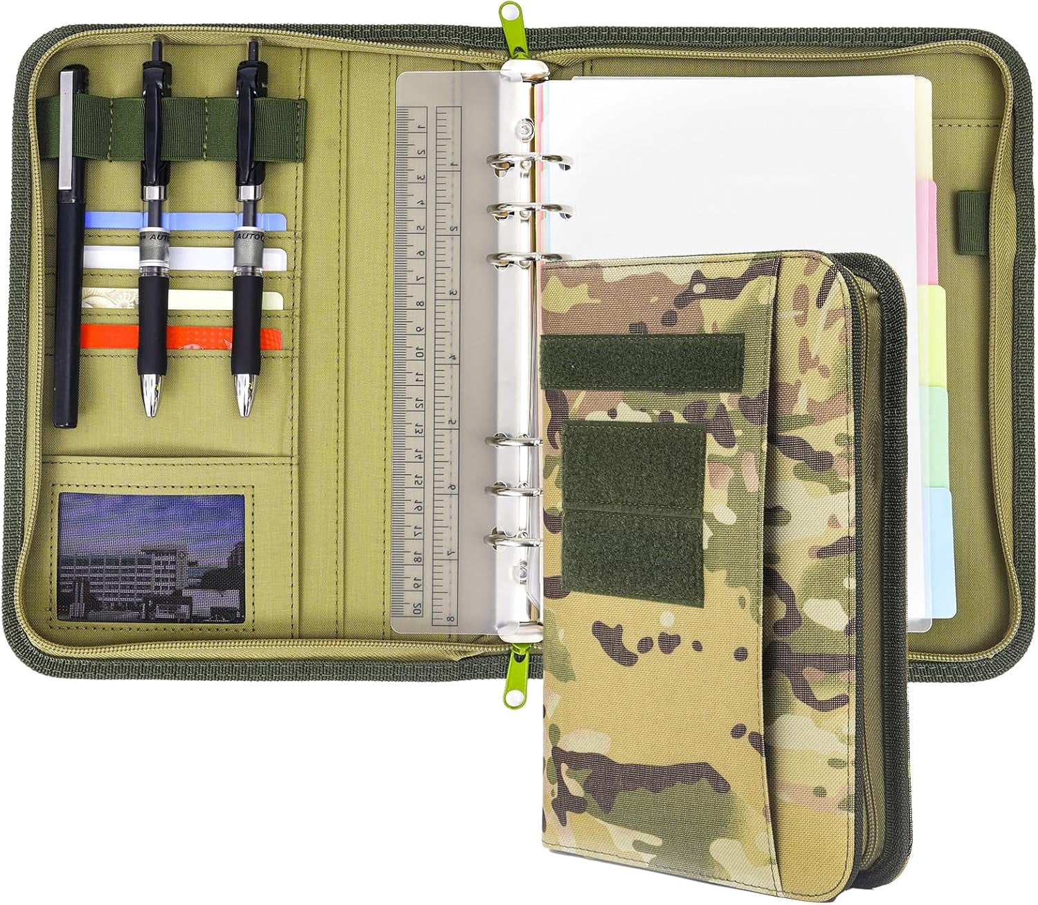 Army Military Padfolio Ring Binder with Zippered Portfolio Organizer ...