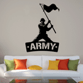 thumbnail image 1 of Army - Military Soldiers Army Troops Soldier Flag Pride Waving Silhouette Heroes Vinyl Wall Art Wall Sticker Wall Decal for Home House Room Bedroom Kids Room Play Area DecorationSize (40x24 inch), 1 of 3