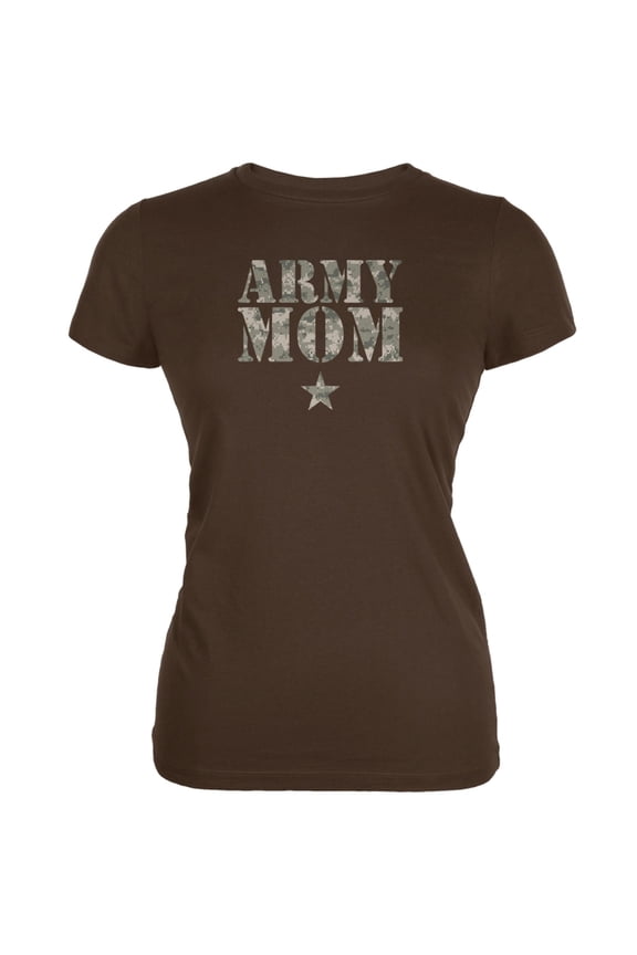 Army Mom Brown Juniors Soft T-Shirt - Medium
