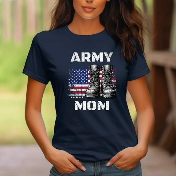 Army Mom Vintage American Flag and Boots T-Shirt