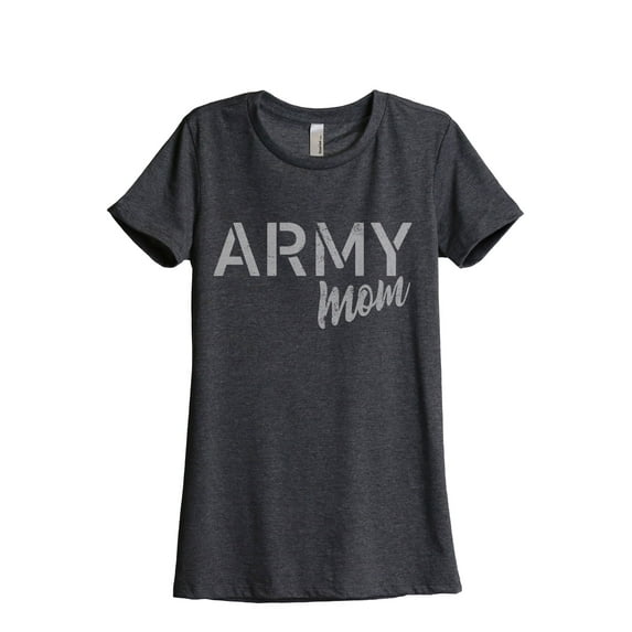 Army Mom Women's Fashion Relaxed T-Shirt Tee Charcoal Grey Small