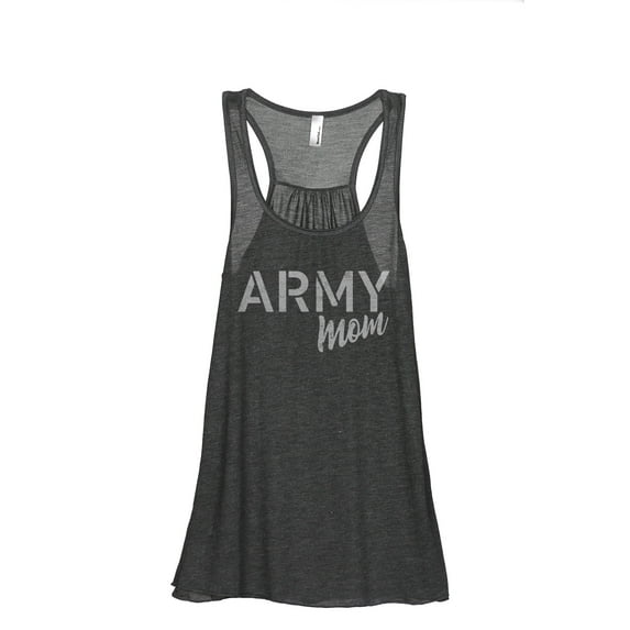Army Mom Women's Fashion Sleeveless Flowy Racerback Workout Yoga Tank Top Charcoal Grey 2X-Large