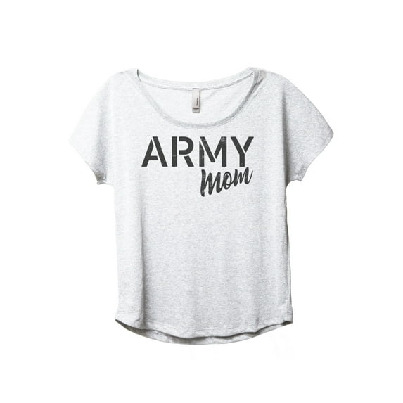 Army Mom Women's Fashion Slouchy Dolman T-Shirt Tee Heather White X-Large