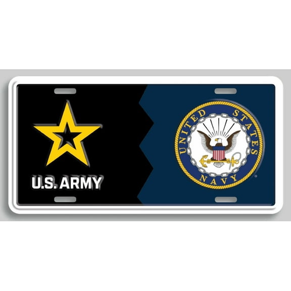 Army-Navy House Divided Embossed License Plate (Officially Licensed Product)
