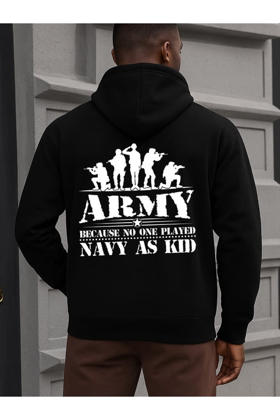 Army Navy Kid funny hoodies Veteran men polyester black High-Quality Fabric for Casual & Athletic Wear, Hoodie, Everyday Comfort aesthetic autumn fist for dad Retro Unisex hoodie
