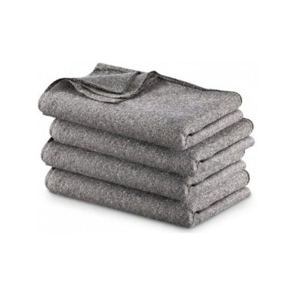 Army Navy Sales Blend Blanket Pack, 60x80 in, Wool, 4 Quantity, Gray