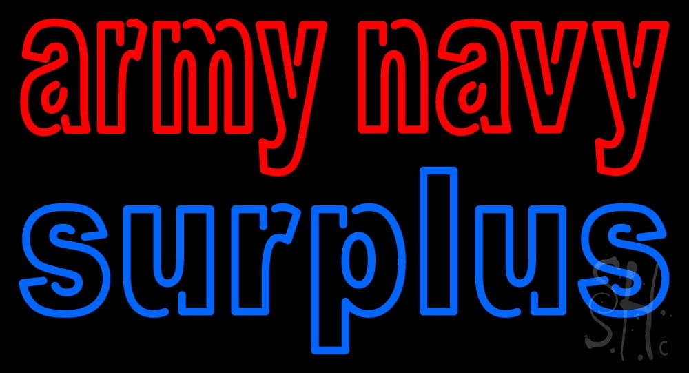 Army Navy Surplus LED Neon Sign 13 x 24 - inches, Black Square Cut ...