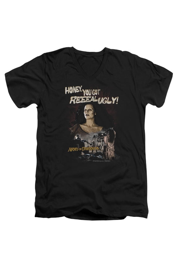 Army Of Darkness Reeeal Ugly! Adult V-Neck T-Shirt Black