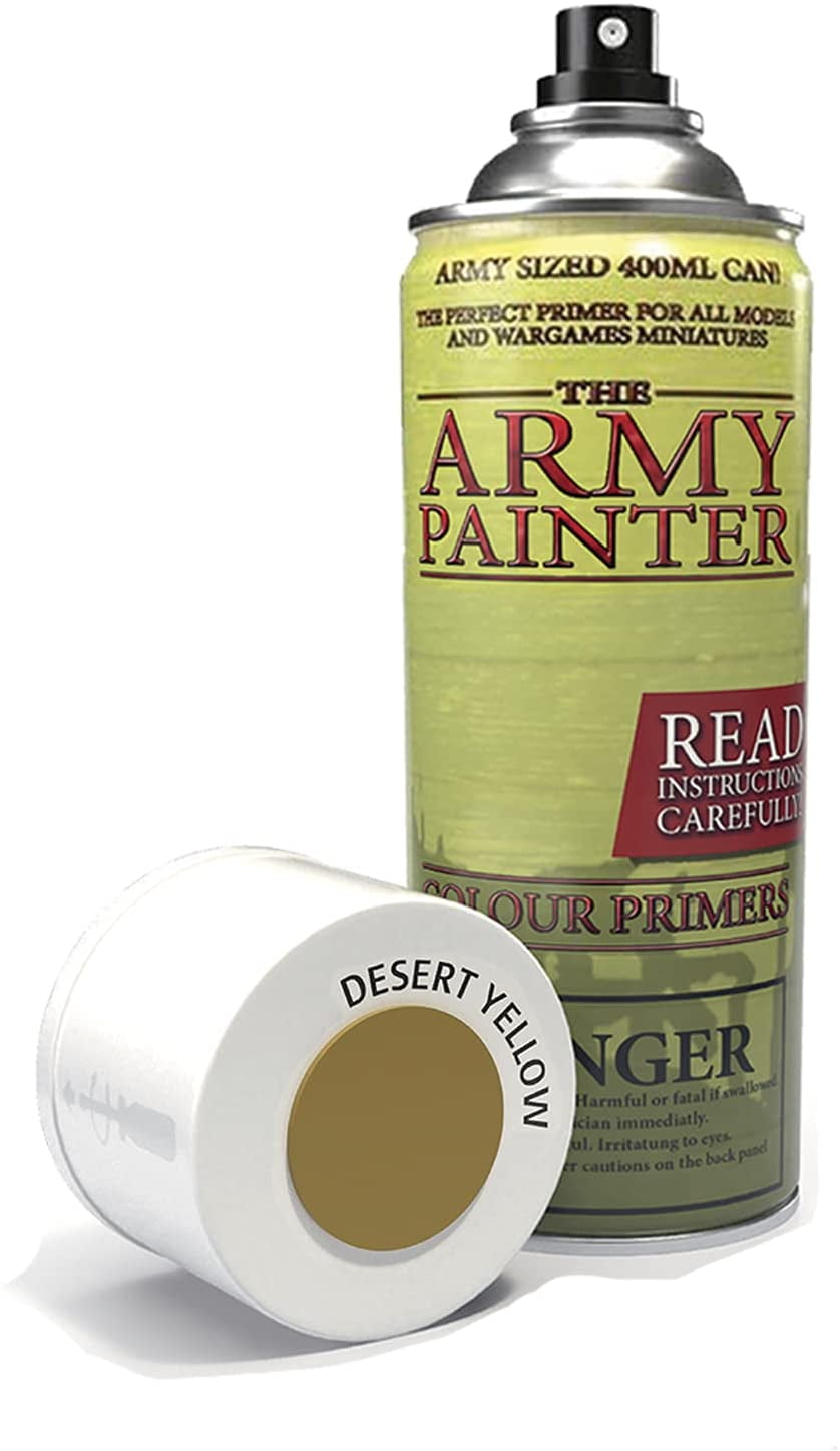 The Army Painter Color Primer Spray Paint, Desert Yellow, 400ml, 13.5oz - Acrylic Spray Undercoat for Miniature Painting - Spray Primer for Plastic Miniatures