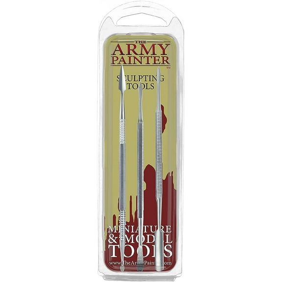 The Army Painter Sculpting Tools - Model Kit of Three Double-Sided Sculpting Clay Tools - Wargamers Modeling Clay Sculpting Tool Set, Stainless Steel, 3Pcs, 6 Tips